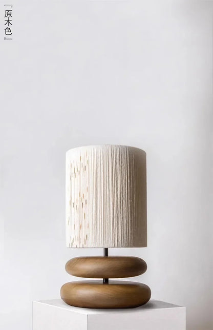 Japanese Bedside Walnut Solid Wood Table Lamp for Bedroom Designer Living Room Study Retro