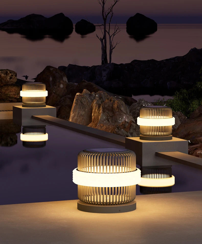 Outdoor wall column head lamps Waterproof solar floor lights  Pillar Wall lighting LED