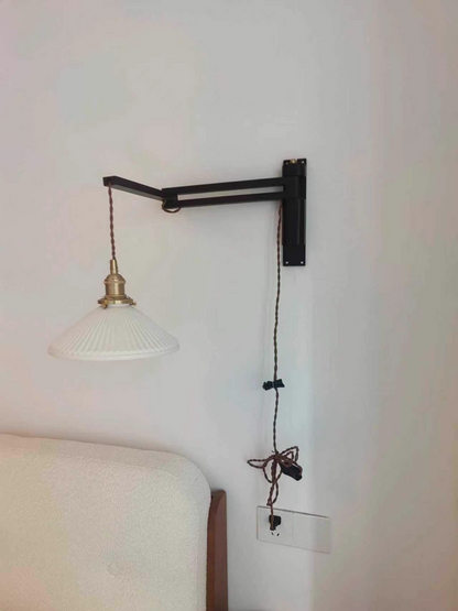 Japanese Wooden swing wall lamp Natural wood fishing wall light walnut color sconce