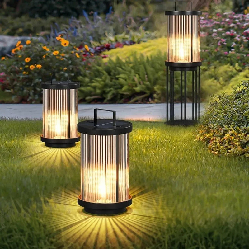 Modern Simple Clear Glass Landscape Lights Lantern Garden Solar Outdoor Light Courtyard Lawn Balcony Decoration Floor Lights