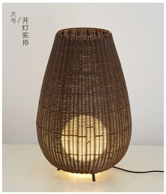 Natural handmade rattan floor lamp Japanese Outdoor waterproof Garden standing lamp