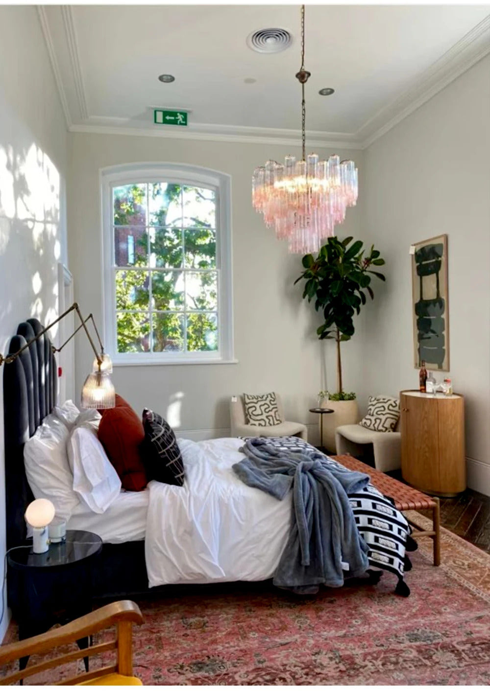 Modern Pink Glass Chandelier Designer Texture Glass Chandelie