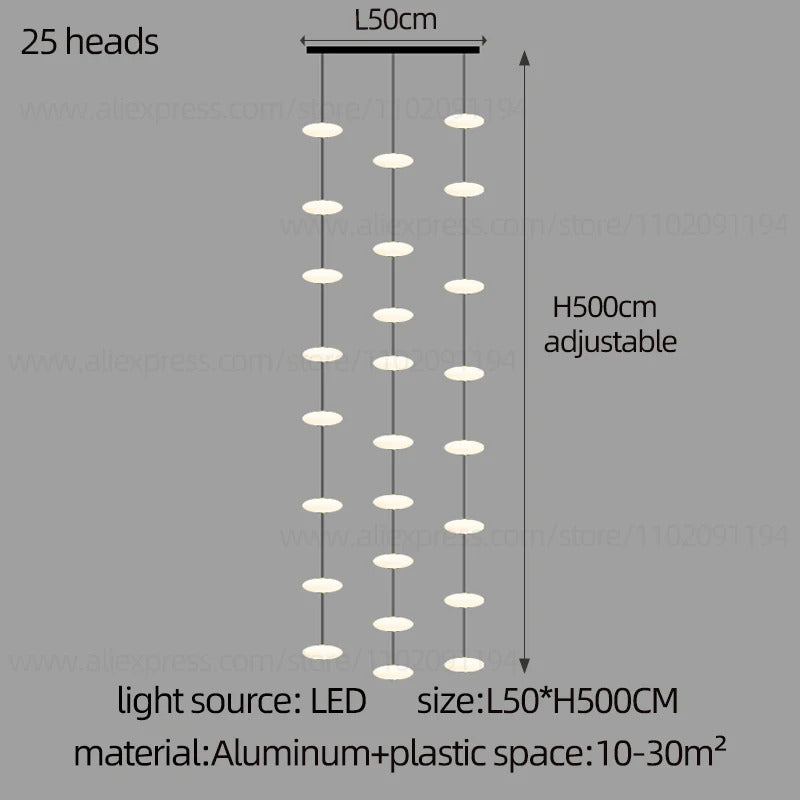 Modern villa Staircase Chandelier Nordic Oval String Ball Duplex Building LED pendant Light