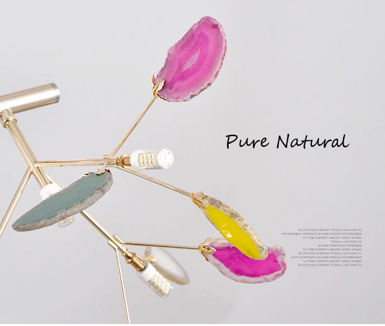 LED agate chandelier blue/green/purple/pink romantic chandelier