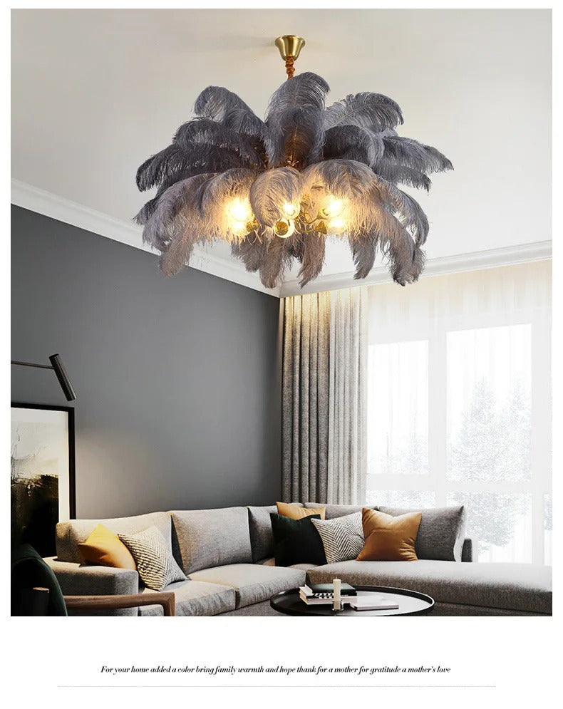 Ostrich Feather Chandelier Decor hall light