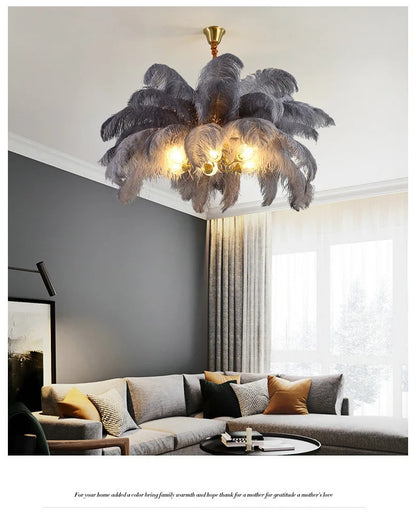 Ostrich Feather Chandelier Decor hall light