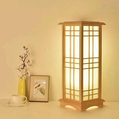 Japanese wooden floor lamp LED Wabi Sabi minimalist Square Wood Made standing lamp
