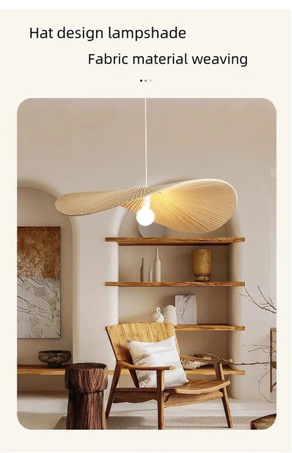 Nordic Fabric Hat Pendant Light Cream Style Led Pendant lamp
