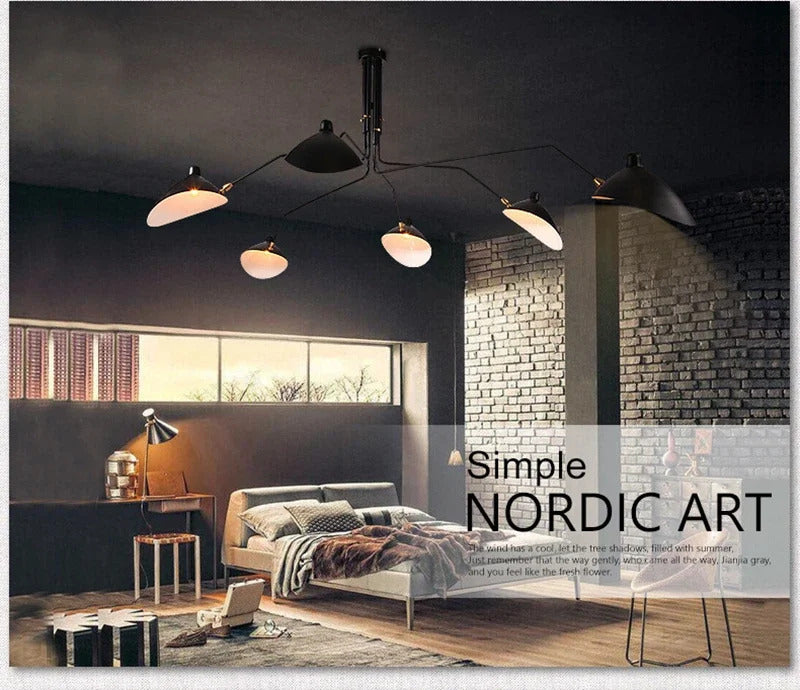 Mouille Ceiling Lamp Nordic Spider Pendant Light Multi 3/6heads for Living Room Bedroom Black Luminaire Home Decor