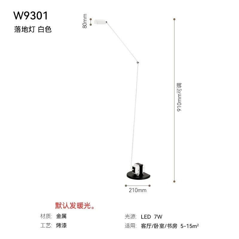 Modern Minimalist Floor Lamp Creative Bedroom Room Office Light Minimalist Study Eye Protection Reading Black Standing Light