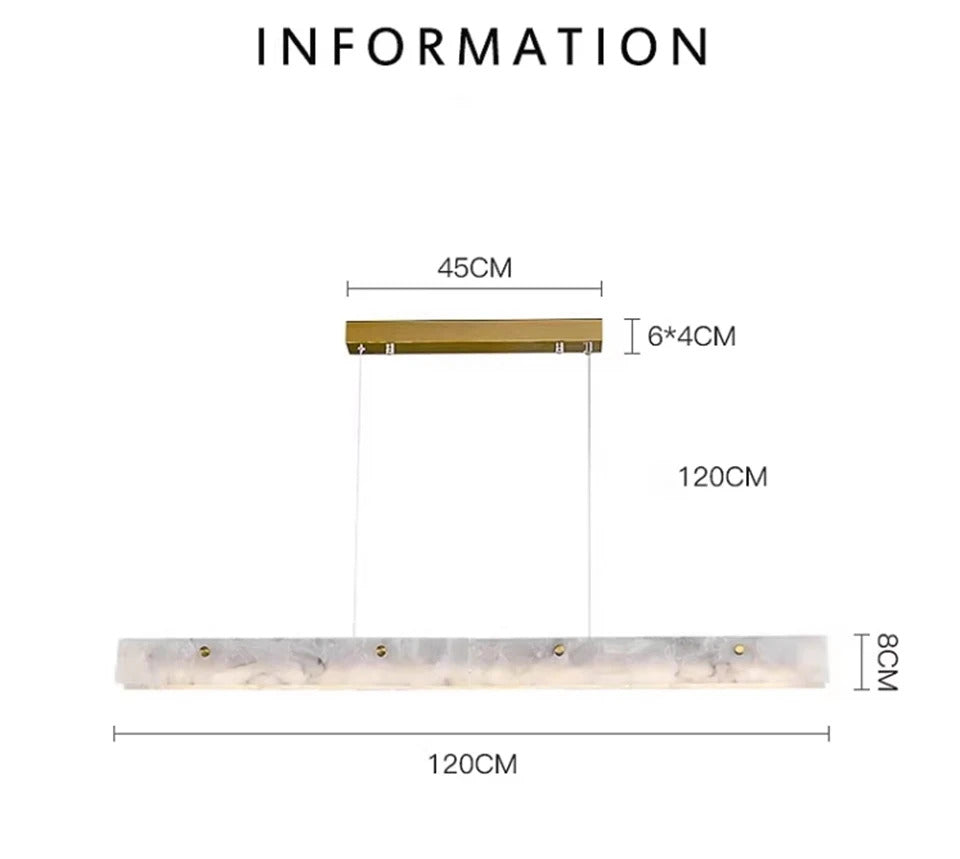 Luxury Linear Pendant Light LED Minimalist Natural Marble Chandelier Hanging Ceiling Fixtures for Kitchen Island Dining Room Bar