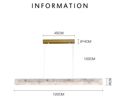 Luxury Linear Pendant Light LED Minimalist Natural Marble Chandelier Hanging Ceiling Fixtures for Kitchen Island Dining Room Bar