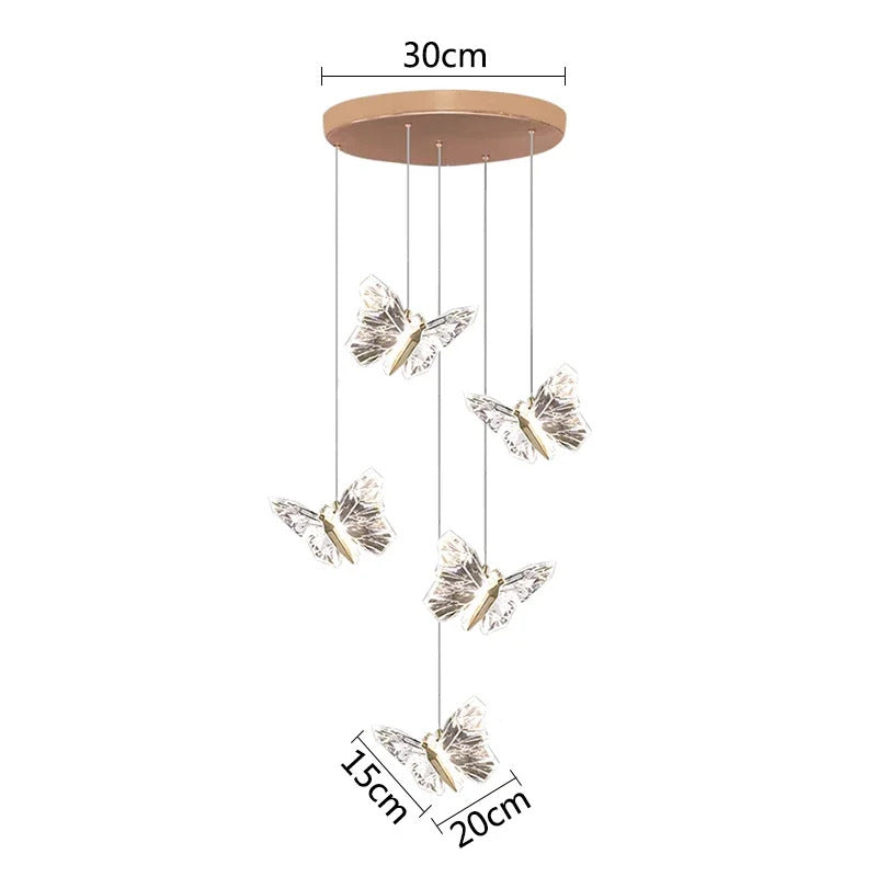 Crystal butterfly lamp Nordic Luxury Crystal Staircase Chandelier