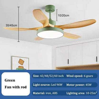 Nordic Large Ceiling Fans light Modern Natural wood color Simple Remote Control Ceiling Fan lamp
