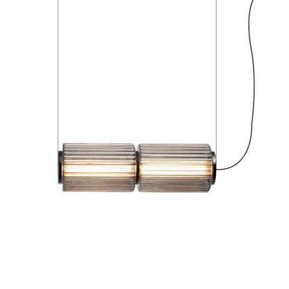 Restaurant Long Stripe Pendant Light Smoke Gray Glass Lampshade Nordic Led Hanging Light