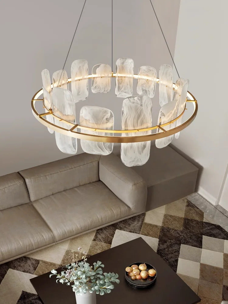 Modern Luxury crystals Ring Chandelier Italian designer glass golden pendant light