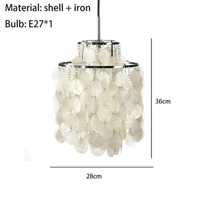 Real Shell Pendant Lights Gold Chrome Metal Romantic Beautiful Hanging Lamp Euphonious Voice E27 For Foyer Bedroom Dining Room