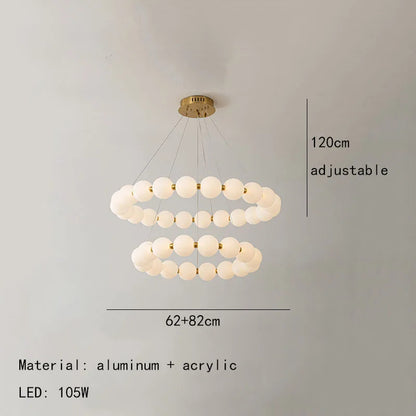 Nordic Ring LED Chandelier Dimmable Acrylic for Living Room Center Table Bedroom Hall Pendant Lamps Home Decor Lusters Fixture