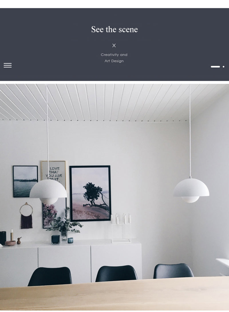 Denmark Designer Semicircular Flower Bud Pendant Lamp LED Lighting Luminaires