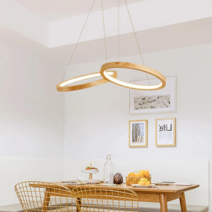Japanese hanging lamp LED 2 round pendant light design wood light