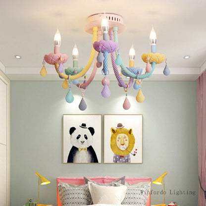 European Children rainbow chandelier Bedroom Princess room kawaii light