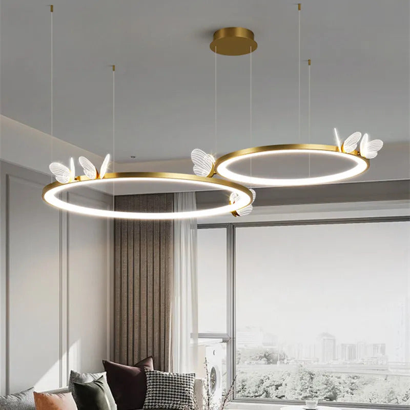 Nordic ring pendant light Acrylic butterfly lights Creative Gold luxury pendant light
