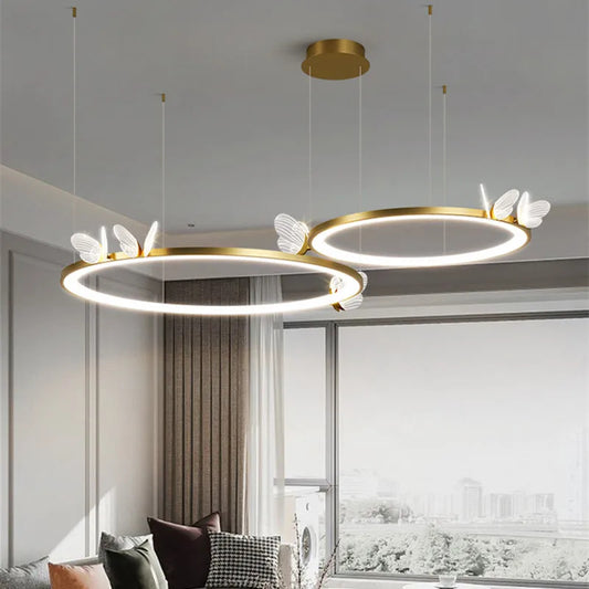 Nordic ring pendant light Acrylic butterfly lights Creative Gold luxury pendant light