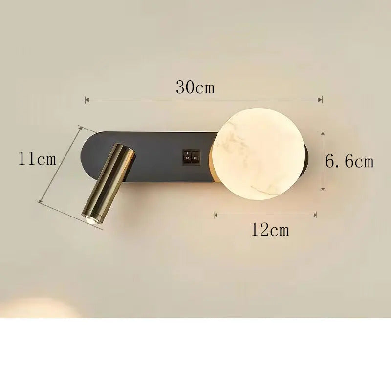 Nordic minimalist bedside wall light Modern moon with spotlights Adjustable wall lamps