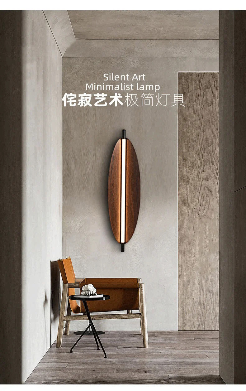 Thula leaf Wall Lamp Nordic Long minimalist wall light Japanese Wood Grain sconce