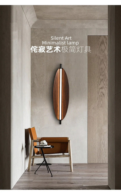 Thula leaf Wall Lamp Nordic Long minimalist wall light Japanese Wood Grain sconce