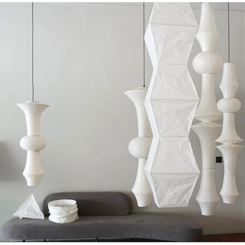 Nordic Wabi Sabi Wind Rice Paper Led Pendant Lights Living Room Bedroom Corner Chandelier