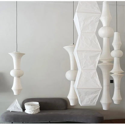 Nordic Wabi Sabi Wind Rice Paper Led Pendant Lights Living Room Bedroom Corner Chandelier