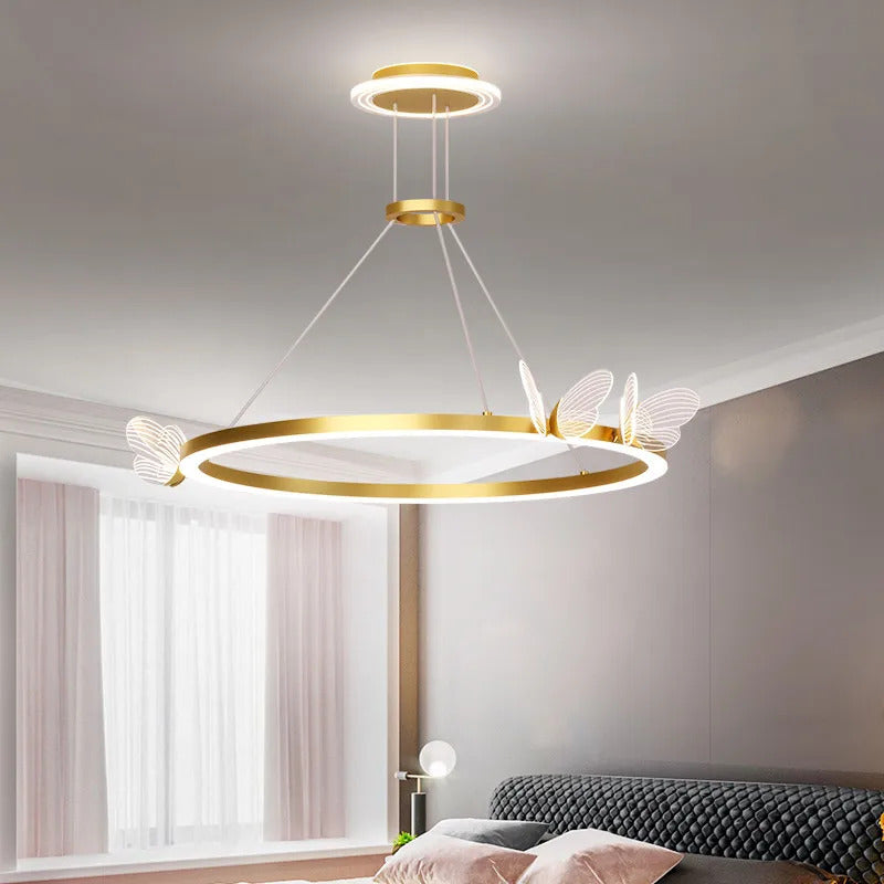 Nordic ring pendant light Acrylic butterfly lights Creative Gold luxury pendant light