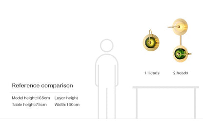 Nordic Retro round glass wall lamp Modern luxury metal plate Green Crystal wall light