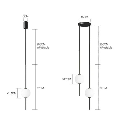 Nordic Simple Glass Ball Pendant Lights Dining Room Bedroom Decor Hanging Lamp