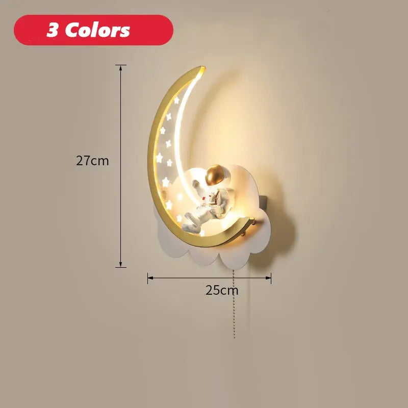 Modern Kids Room Ceiling Fan Light Cartoon Moon Astronaut children bedroom hanging Light