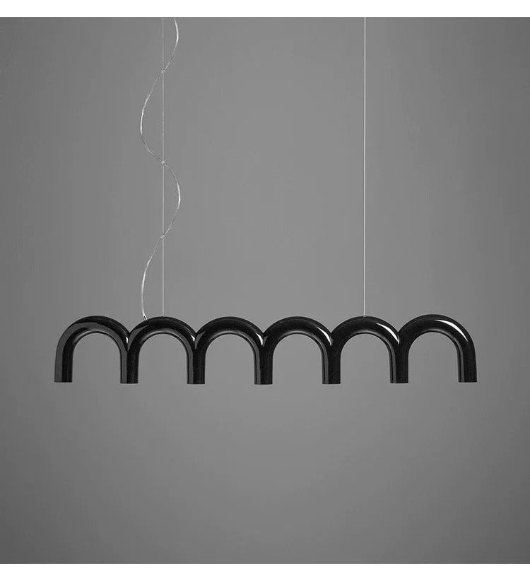 Oblure Arch Chandelier Post Modern Design Pendant Light for Coffee living Room Kitchen U shaped Lamp Blue Metal macaron lamp