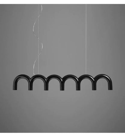 Oblure Arch Chandelier Post Modern Design Pendant Light for Coffee living Room Kitchen U shaped Lamp Blue Metal macaron lamp
