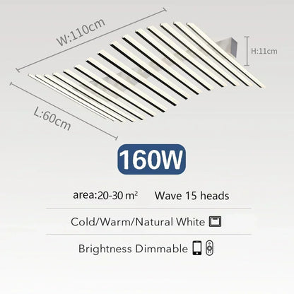 Art Fishbone Line Acrylic LED Ceiling Lamp Living Room Bedroom Lighting