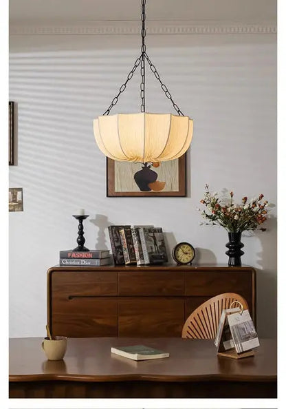 Retro Wabi Sabi Fabric Chandelier Japanese Fabric Pendant Lights