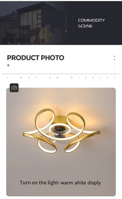 Modern simple LED Ceiling Fan Lamp with remote control Dining Room Bedroom Indoor lighting