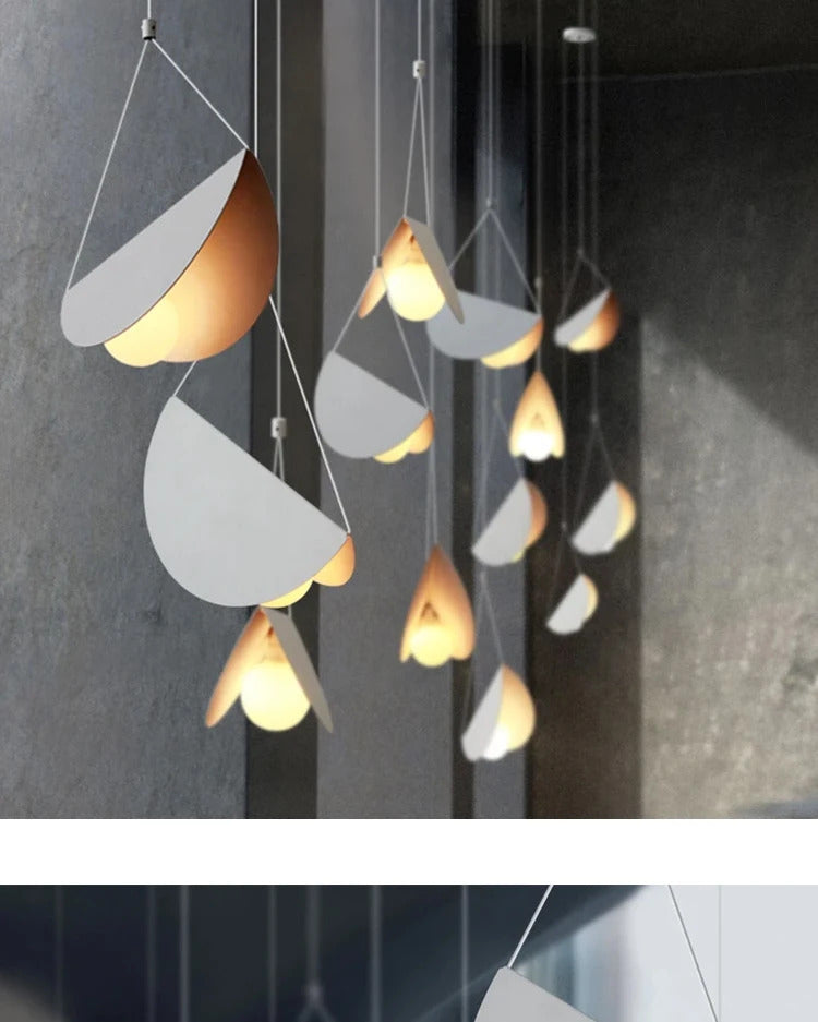 Nordic minimalist pendant light metal fly folded paper LED trumpet lamp