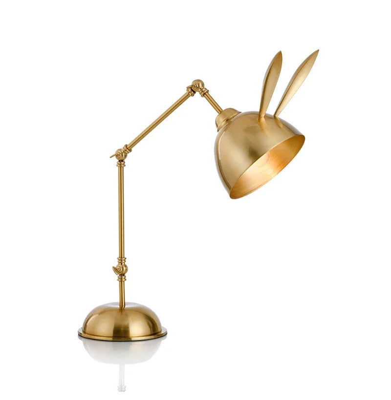 Nordic pink rabbit table lamp led folding arm desk lamp for Children's Room decor eye protection study bedside book reading lamp