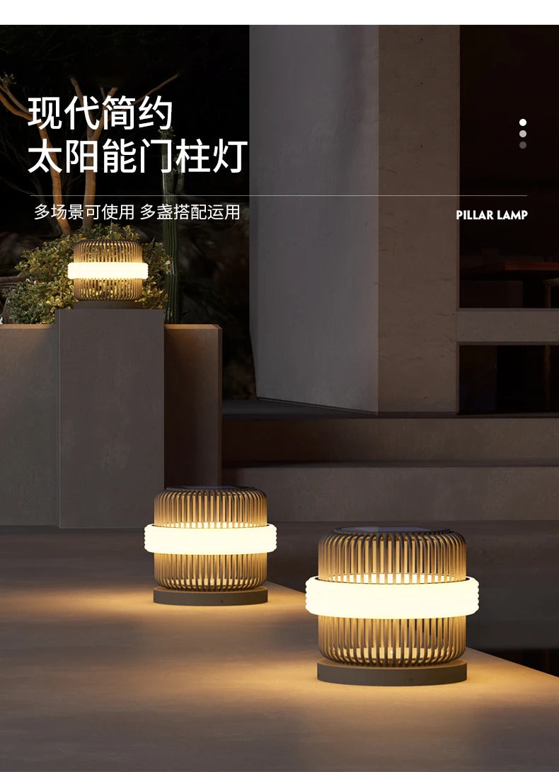 Outdoor wall column head lamps Waterproof solar floor lights  Pillar Wall lighting LED