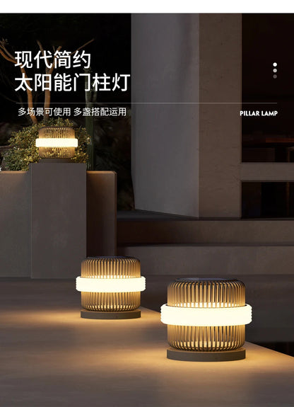 Outdoor wall column head lamps Waterproof solar floor lights  Pillar Wall lighting LED