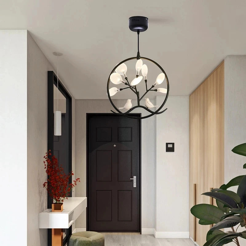 Hand-made wood pendant lamp home decoration E27 cage pendant light