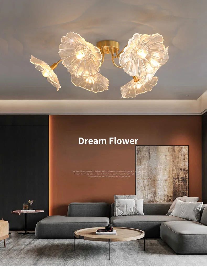 Lotus Flower Chandelier Modern Glass Flowers Led Chandelier