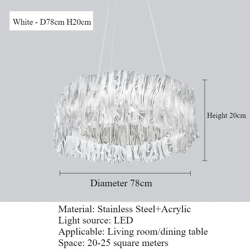 Accordéon Suspension pendant light LED pleated acrylic chandelier