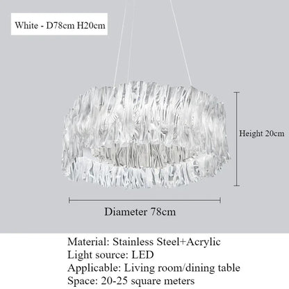 Accordéon Suspension pendant light LED pleated acrylic chandelier