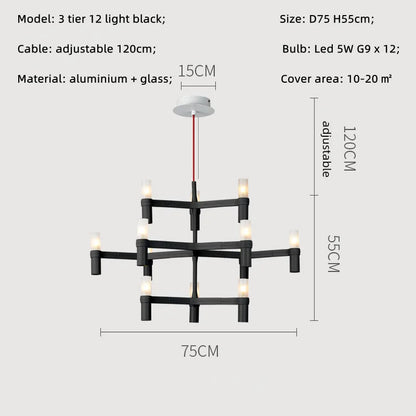 Crown Major Chandelier Nordic Tube Silver Chandelier Modern Led Luxury Chandelier